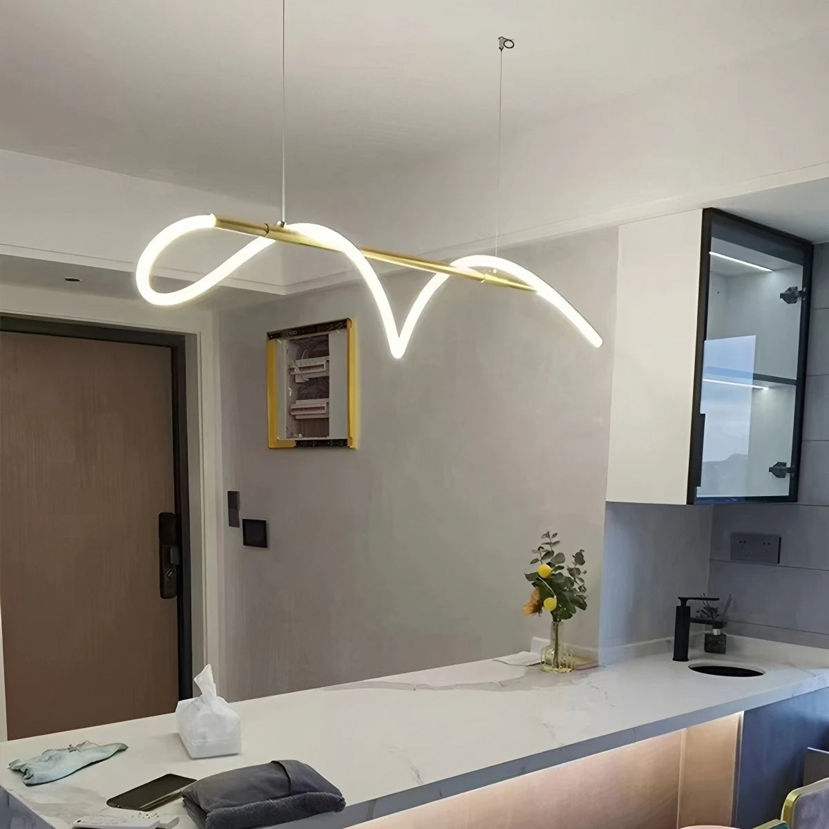 Antizer Modern Long Hose Led Pendant Light for Dining Room