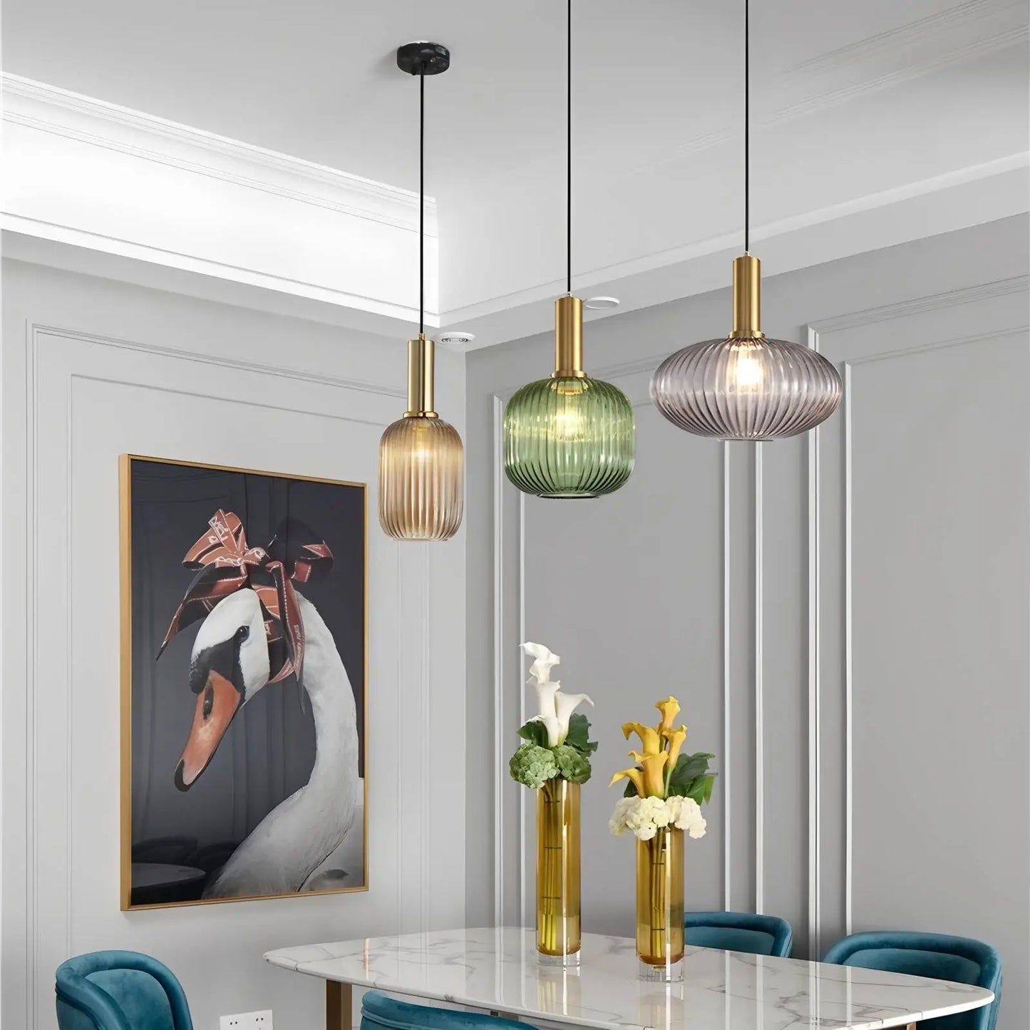 Antizer Nordic Vintage Glass Striped Pendeant Light