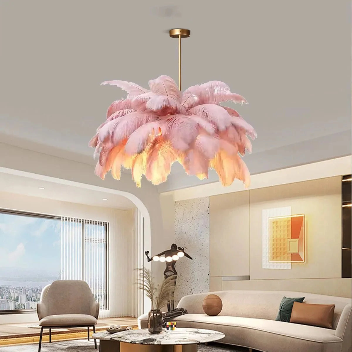 Antizer Ostrich Feather Chandelier Multiple Colors Available