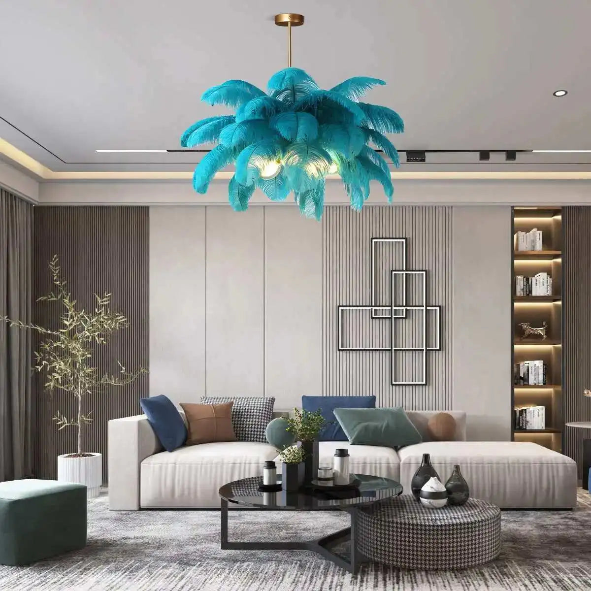 Antizer Ostrich Feather Chandelier Multiple Colors Available