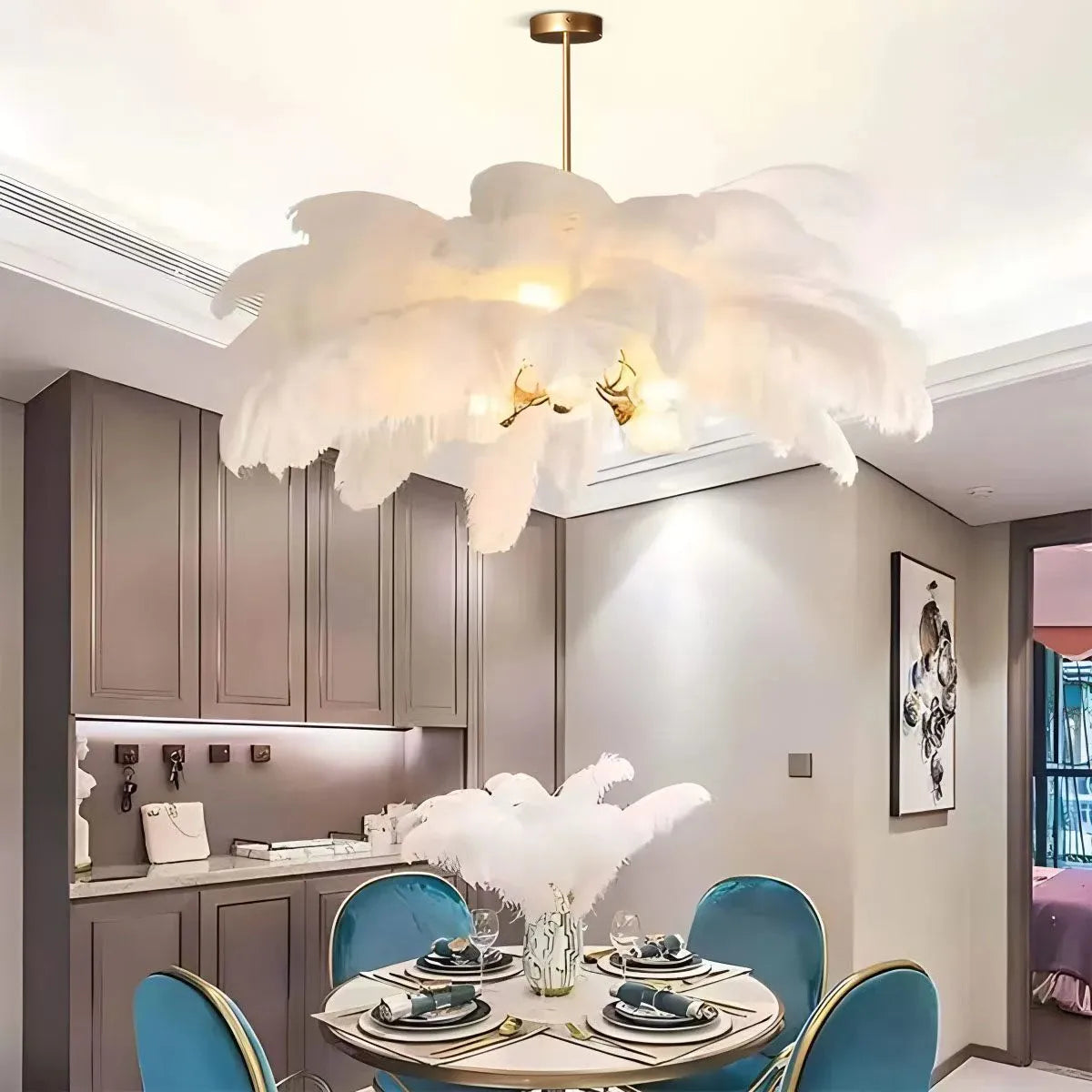 Antizer Ostrich Feather Chandelier Multiple Colors Available