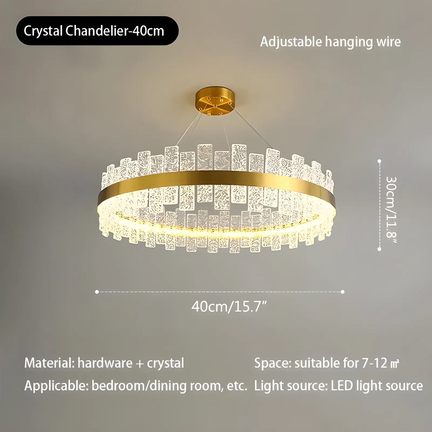 Antizer Modern Frosted Glass Crystal Chandelier