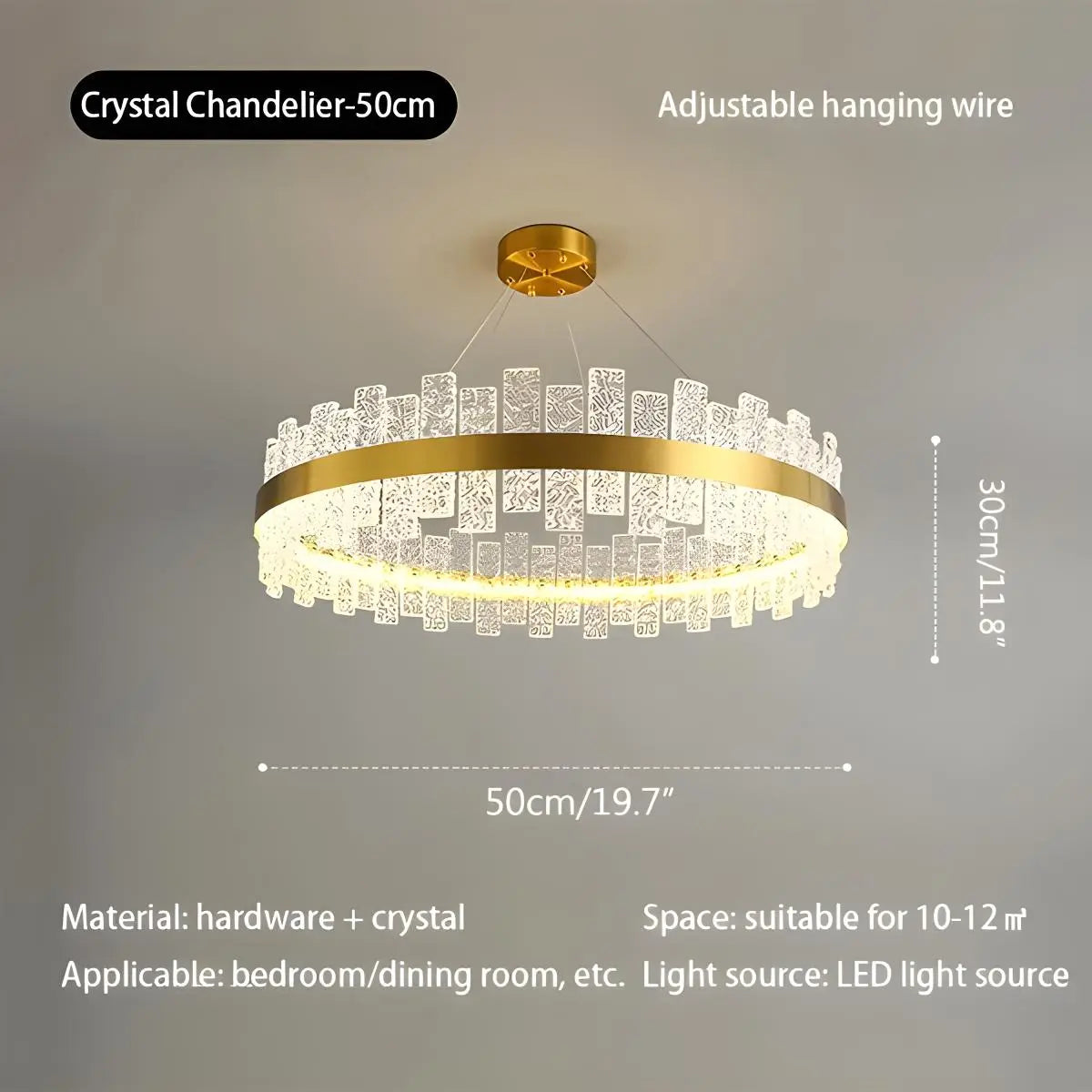 Antizer Modern Frosted Glass Crystal Chandelier