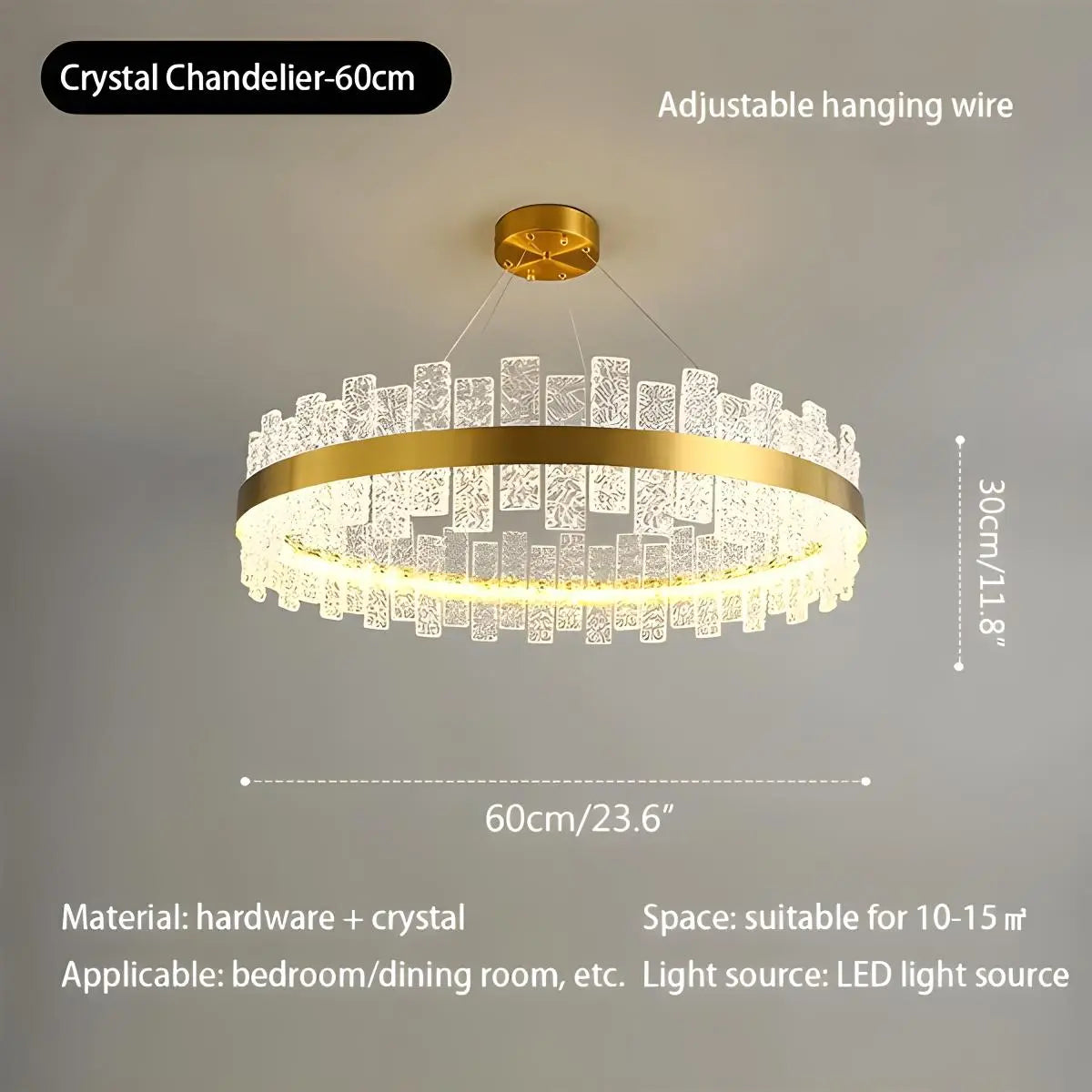 Antizer Modern Frosted Glass Crystal Chandelier