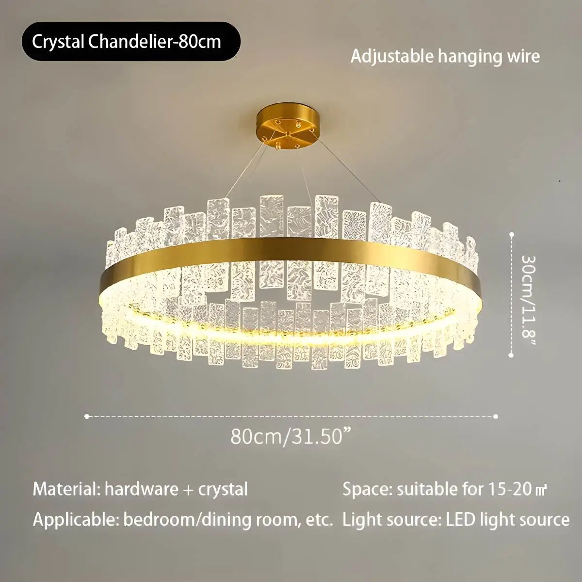 Antizer Modern Frosted Glass Crystal Chandelier