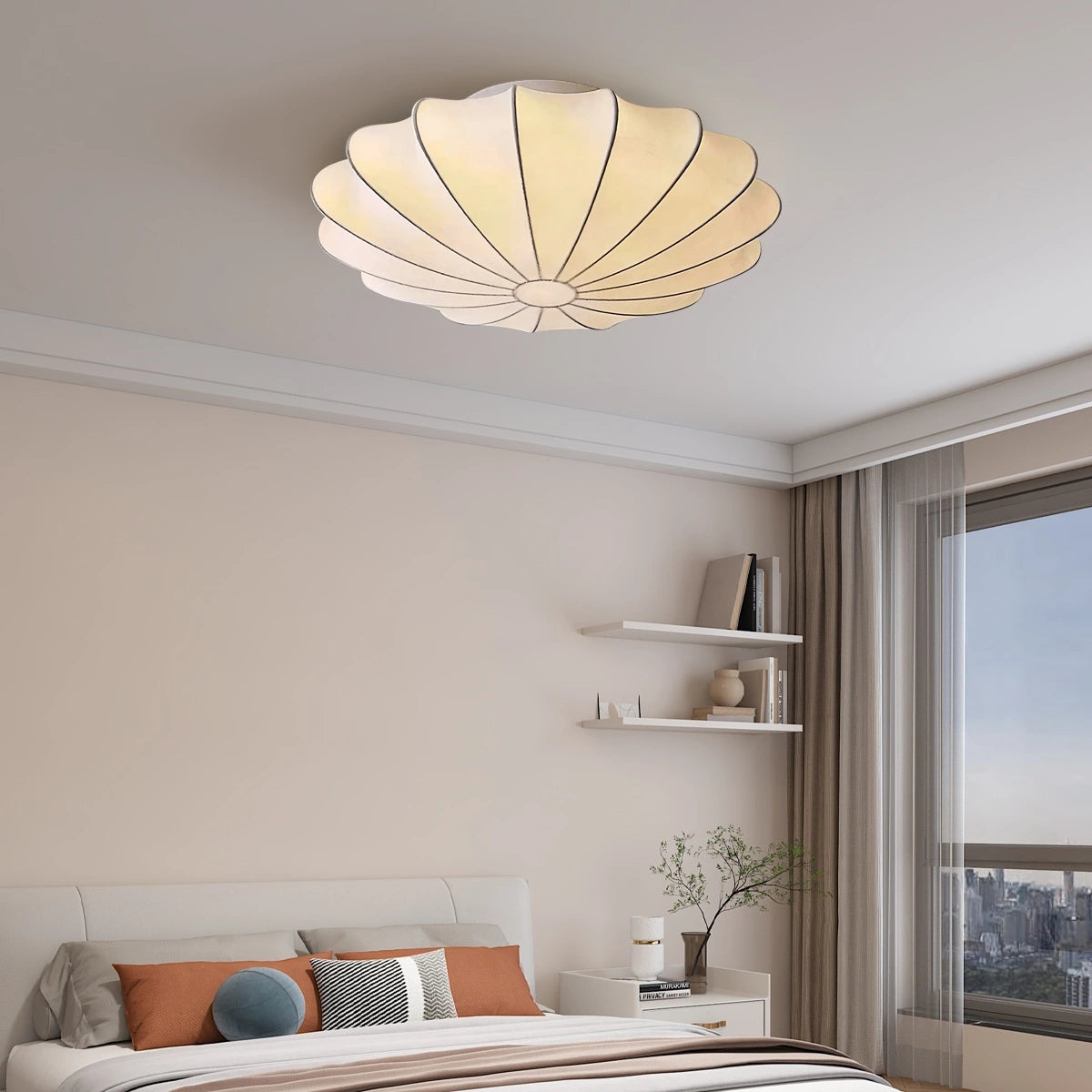 Antizer Modern Silk Lantern Ceiling Light for Bedroom