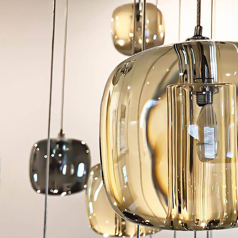 Antizer Colored Glass Multi Pendant Chandelier