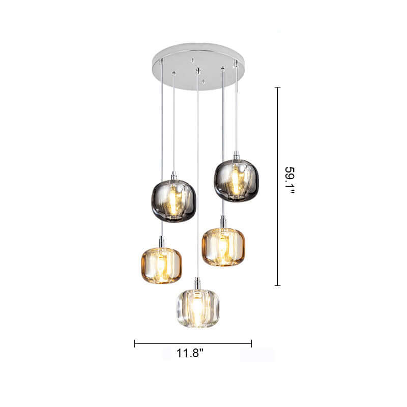 Antizer Colored Glass Multi Pendant Chandelier