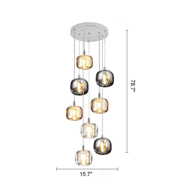 Antizer Colored Glass Multi Pendant Chandelier