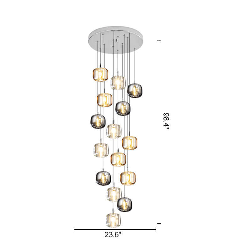Antizer Colored Glass Multi Pendant Chandelier
