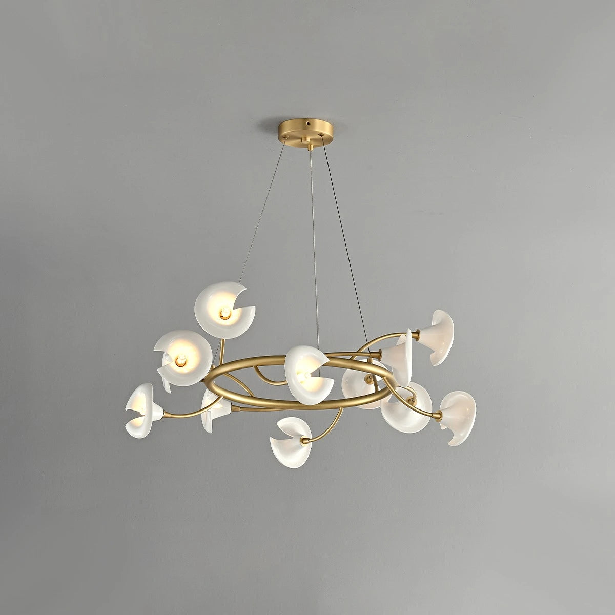 Antizer French Luxury Copper Ceramic Flower Chandelier