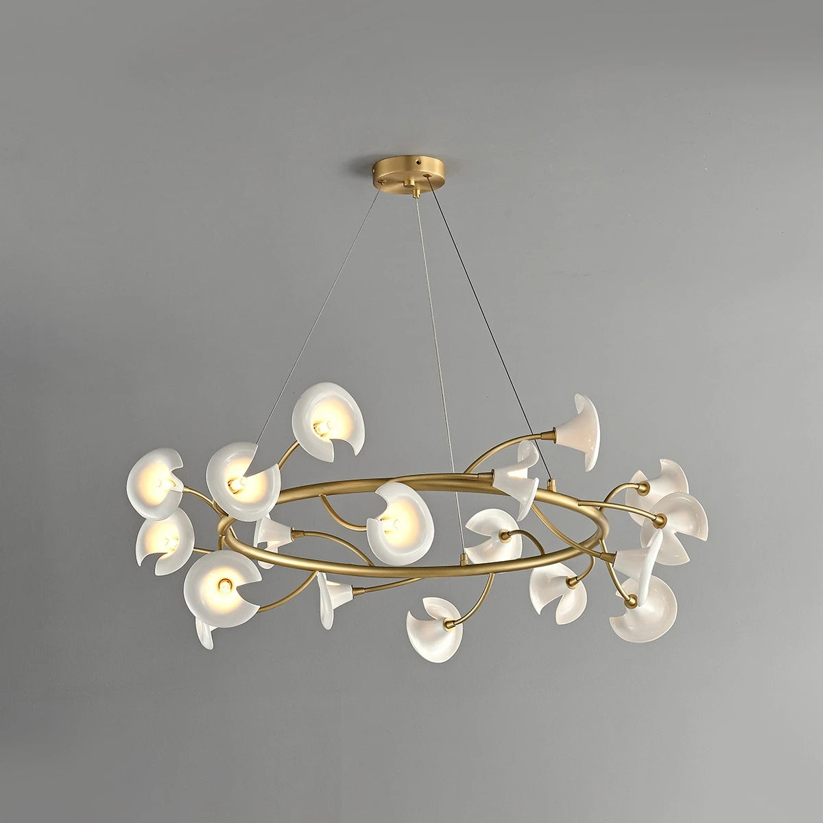 Antizer French Luxury Copper Ceramic Flower Chandelier