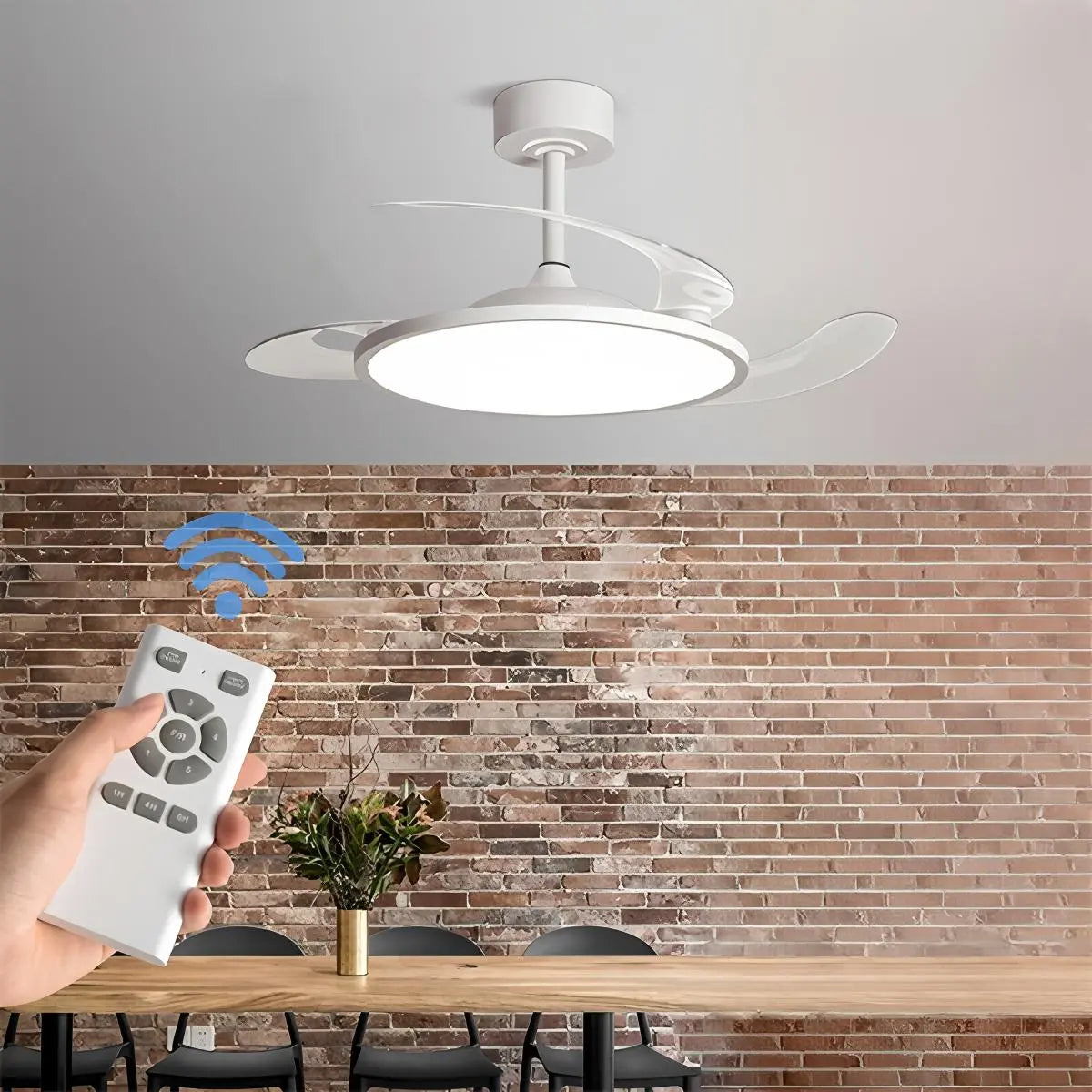 Antizer Silent Remote Control White Ceiling Fan Light