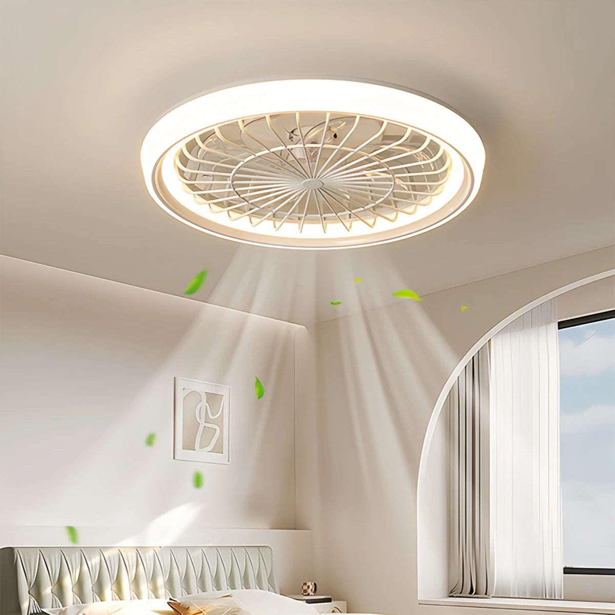 Antizer Modern Round LED Ceiling Fan Light for Bedroom