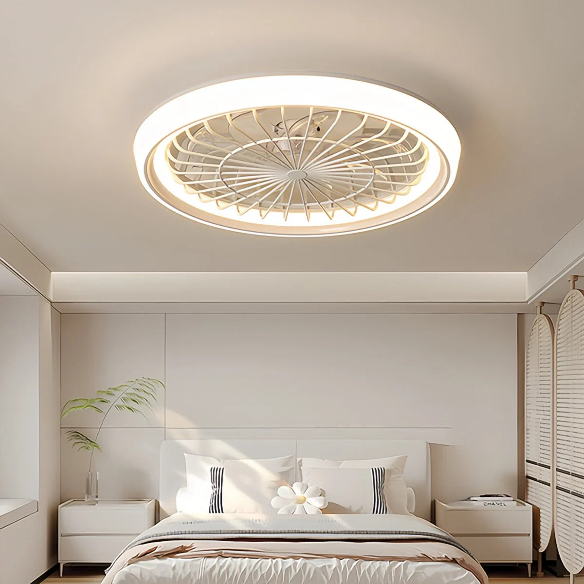 Antizer Modern Round LED Ceiling Fan Light for Bedroom
