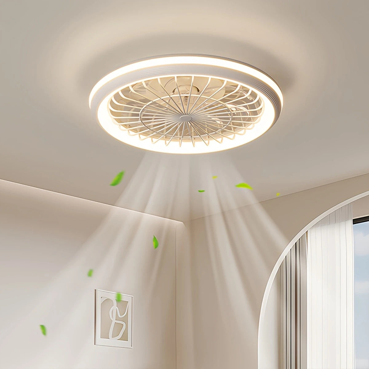 Antizer Modern Round LED Ceiling Fan Light for Bedroom