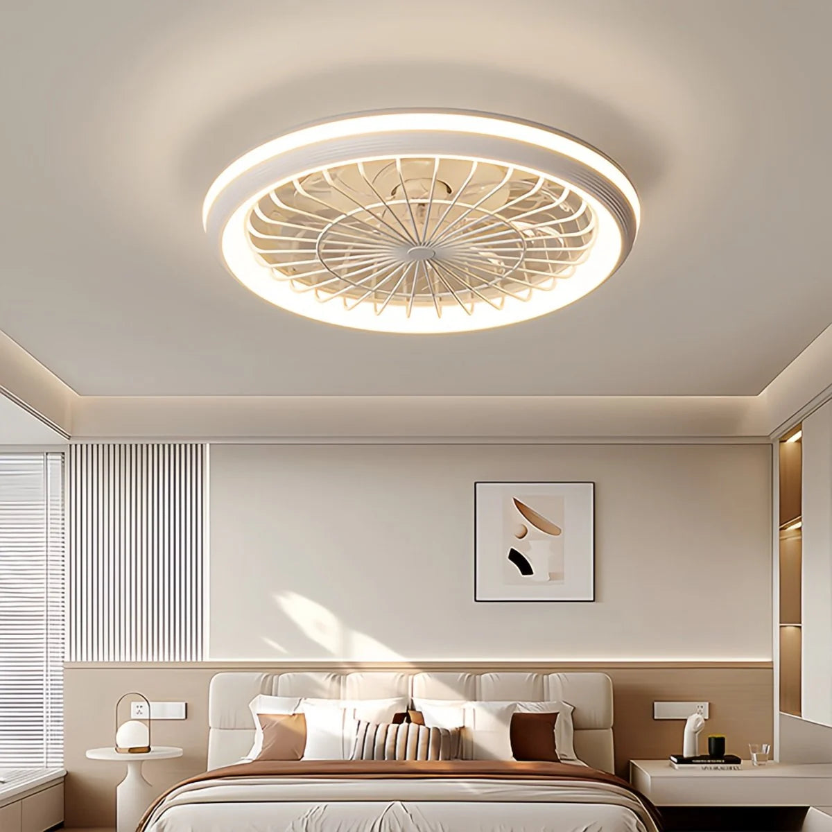 Antizer Modern Round LED Ceiling Fan Light for Bedroom