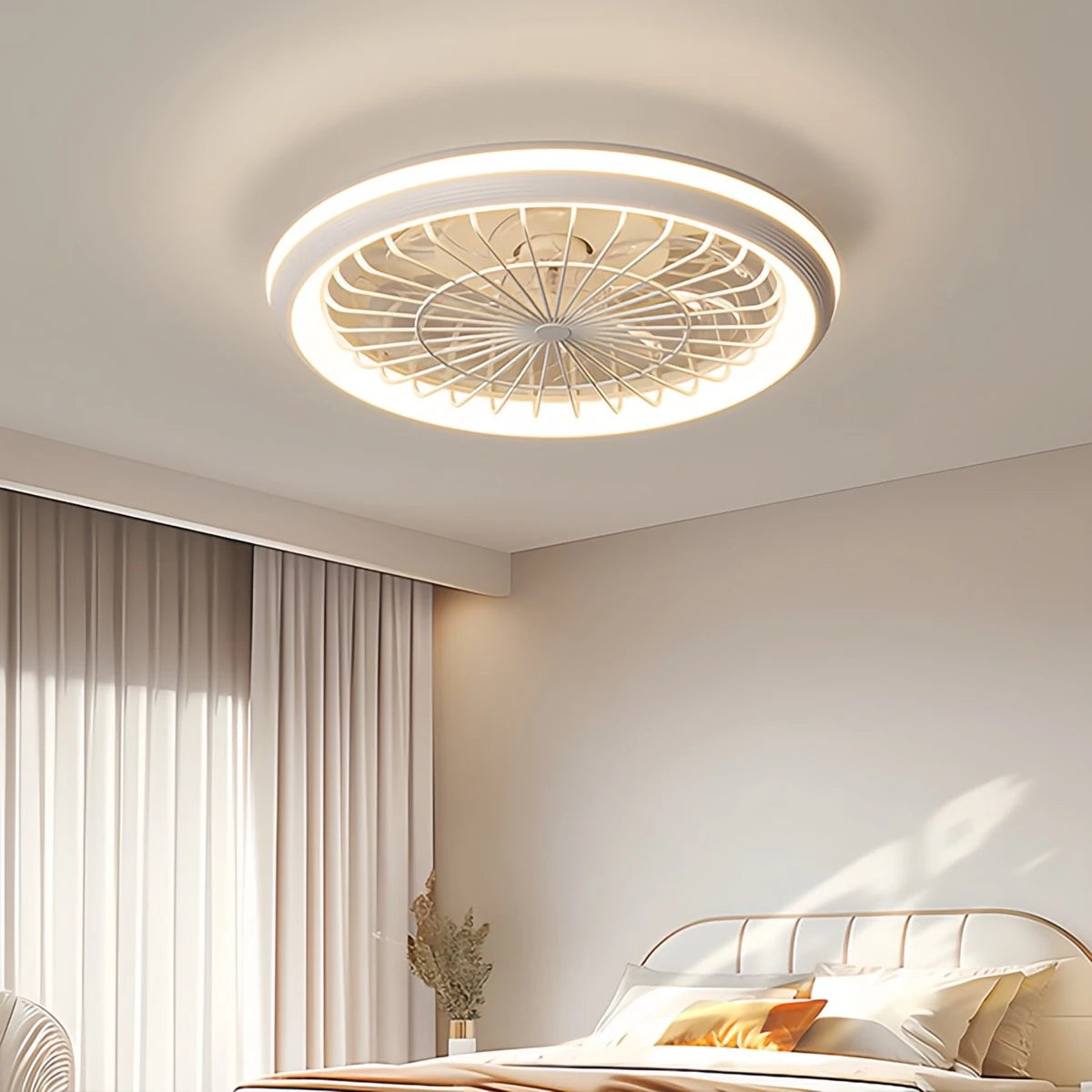 Antizer Modern Round LED Ceiling Fan Light for Bedroom