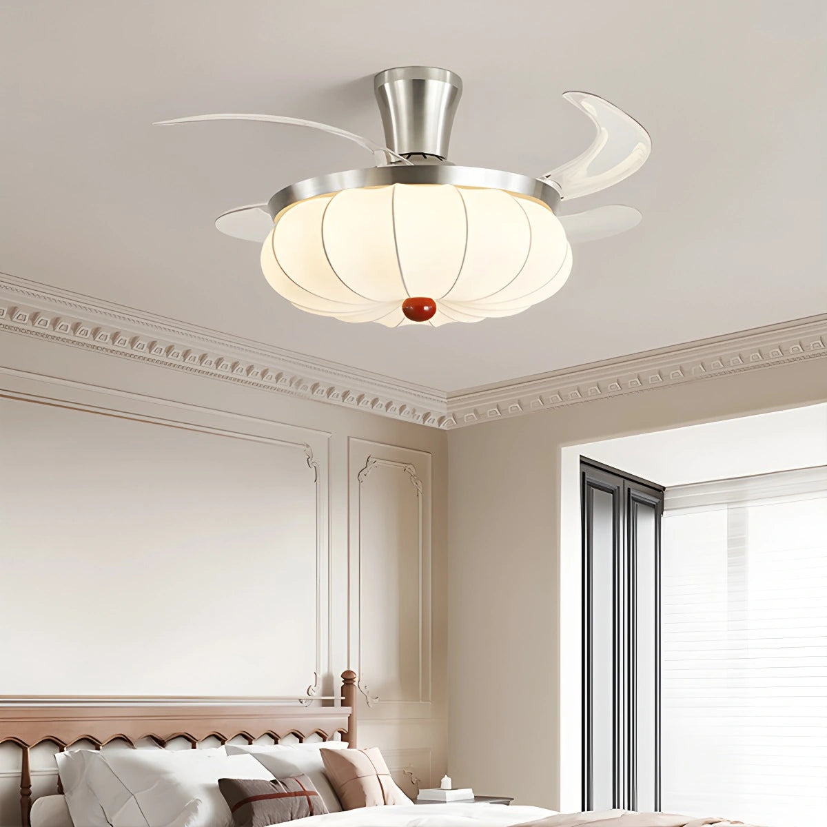 Antizer Retro Fabric Ceiling Fan Light for Dining Room