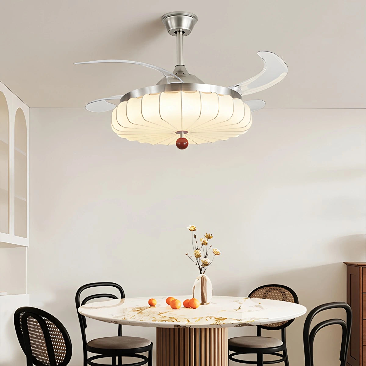 Antizer Retro Fabric Ceiling Fan Light for Dining Room