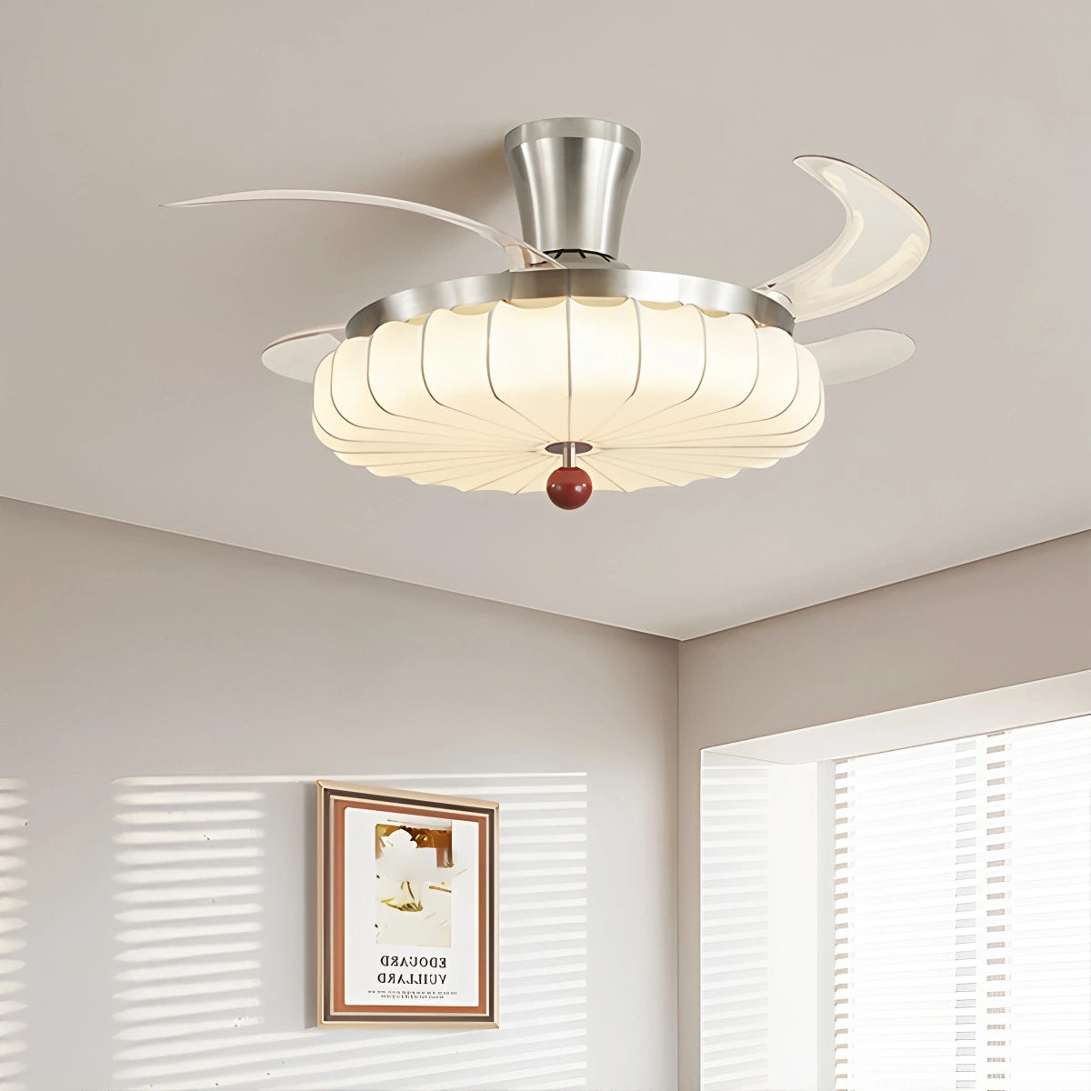 Antizer Retro Fabric Ceiling Fan Light for Dining Room