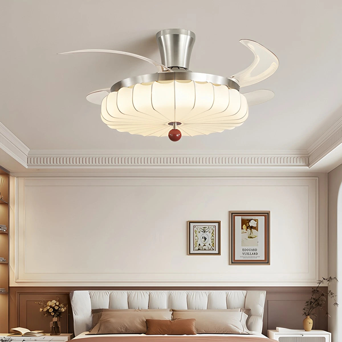 Antizer Retro Fabric Ceiling Fan Light for Dining Room