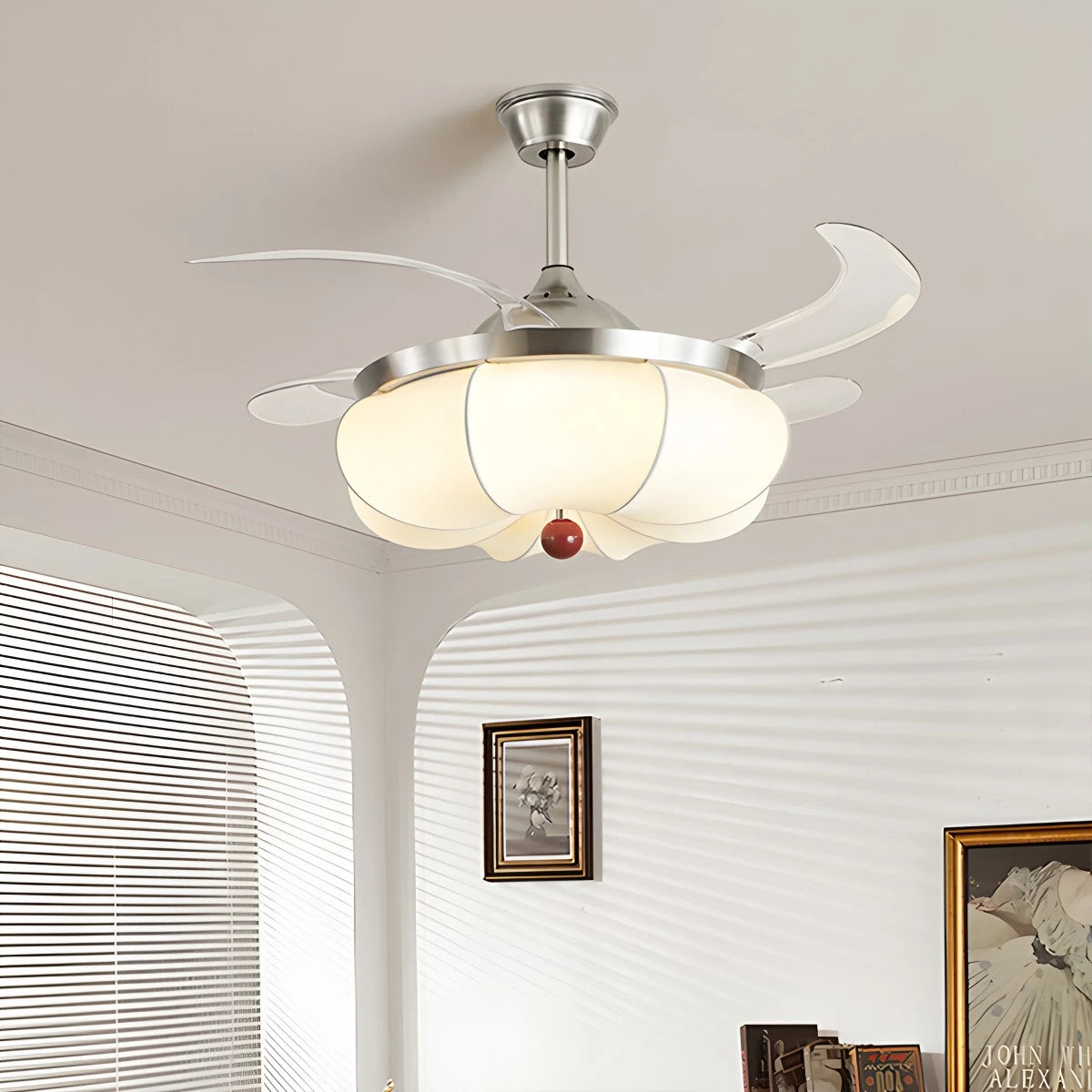 Antizer Retro Fabric Ceiling Fan Light for Dining Room