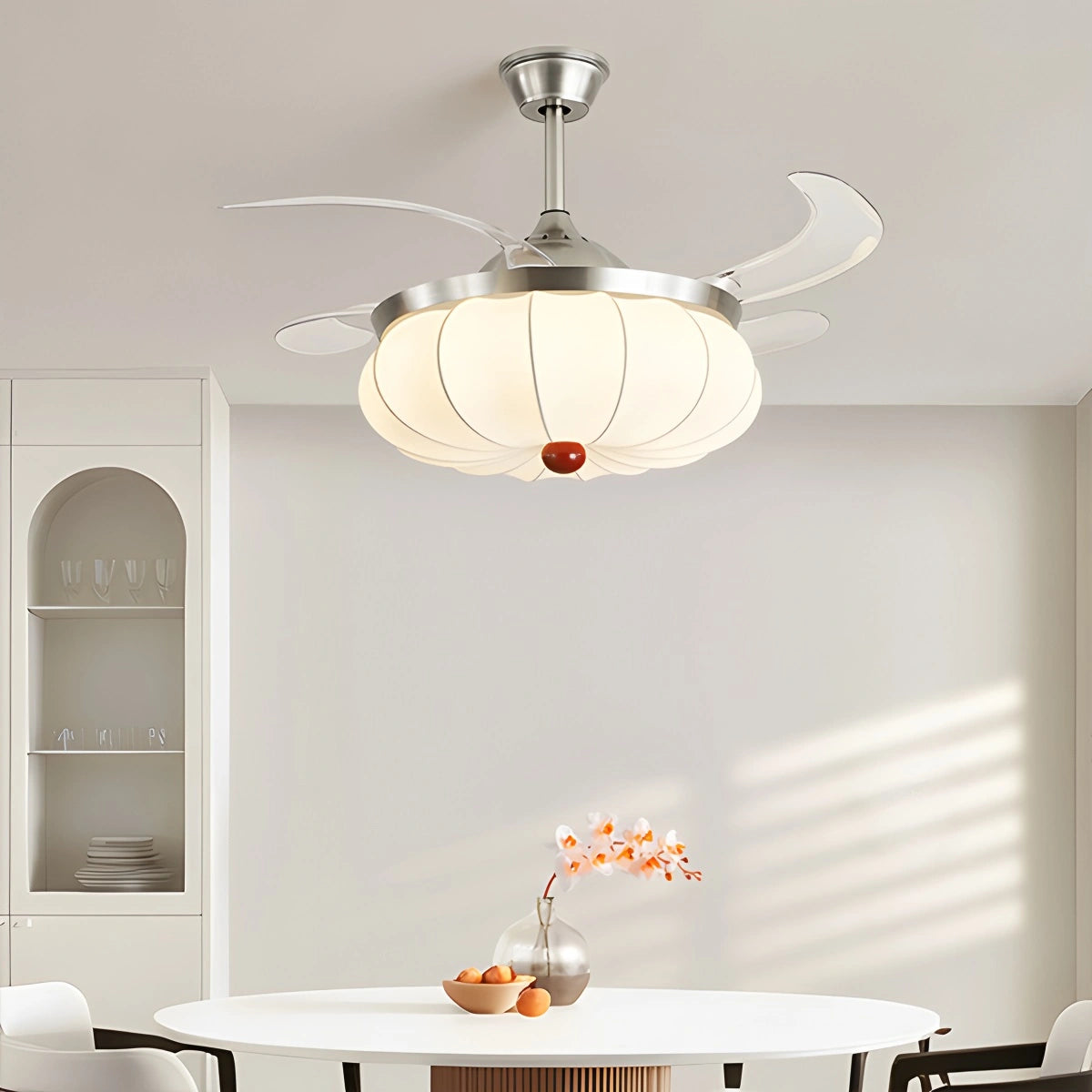 Antizer Retro Fabric Ceiling Fan Light for Dining Room