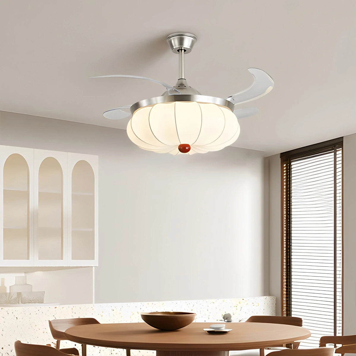 Antizer Retro Fabric Ceiling Fan Light for Dining Room