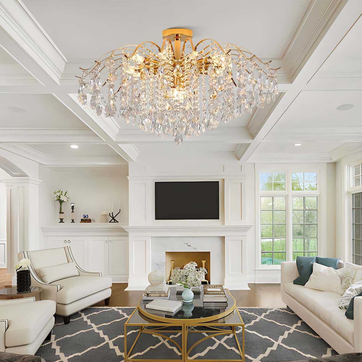 Antizer French Vintage Crystal Ceiling Chandelier
