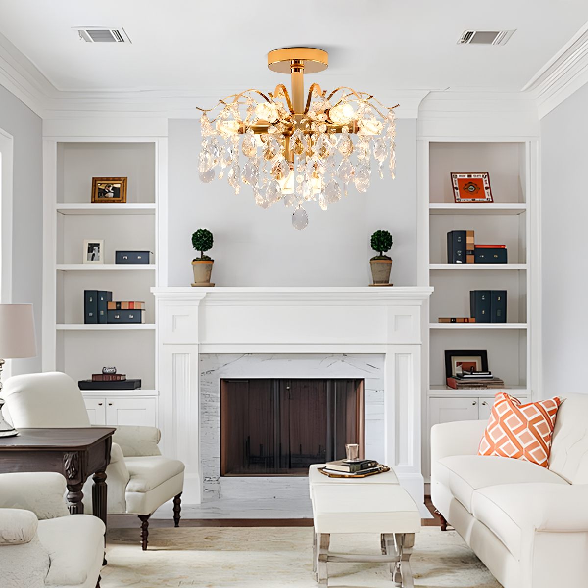 Antizer French Vintage Crystal Ceiling Chandelier