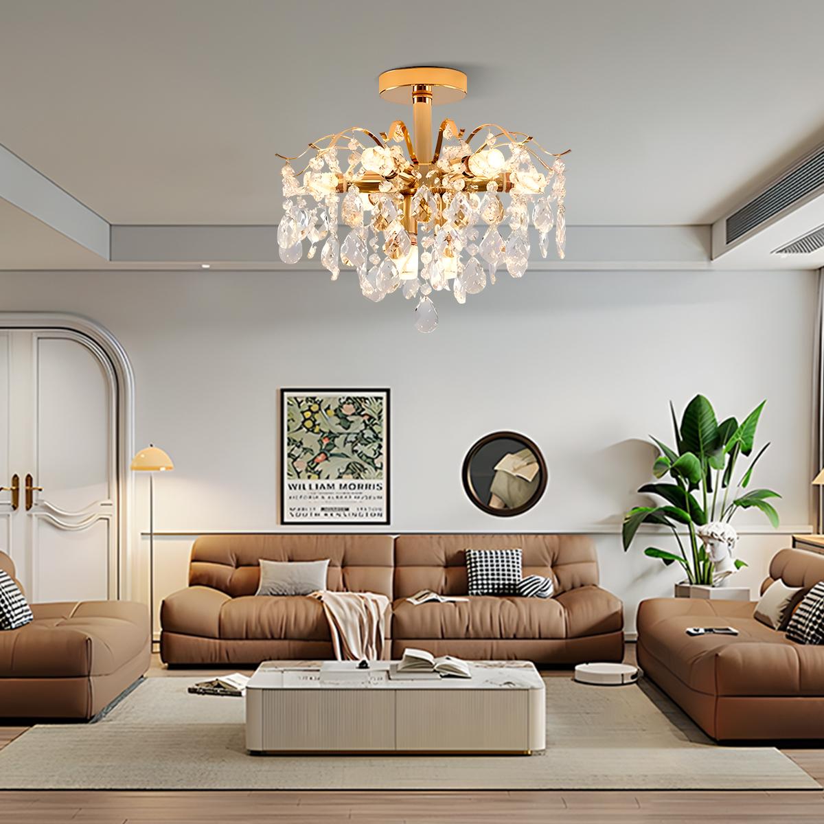 Antizer French Vintage Crystal Ceiling Chandelier