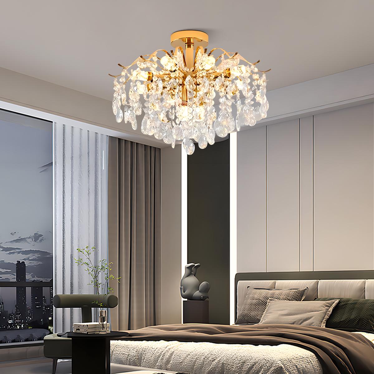 Antizer French Vintage Crystal Ceiling Chandelier