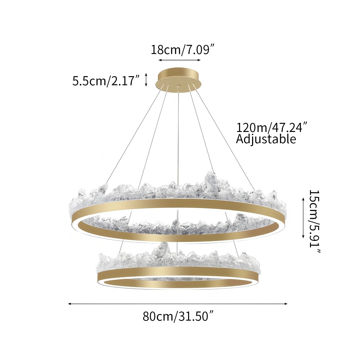 Antizer Modern Light Luxury Iceberg Chandelier