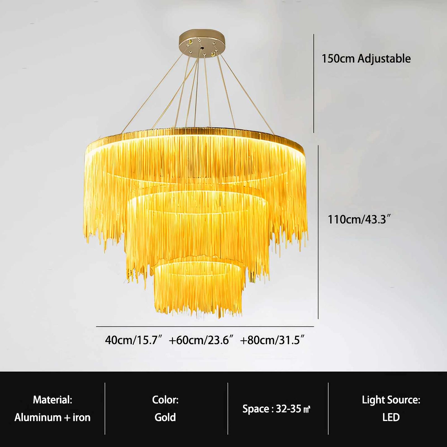 Antizer Modern Art Decor Tassel Chandelier