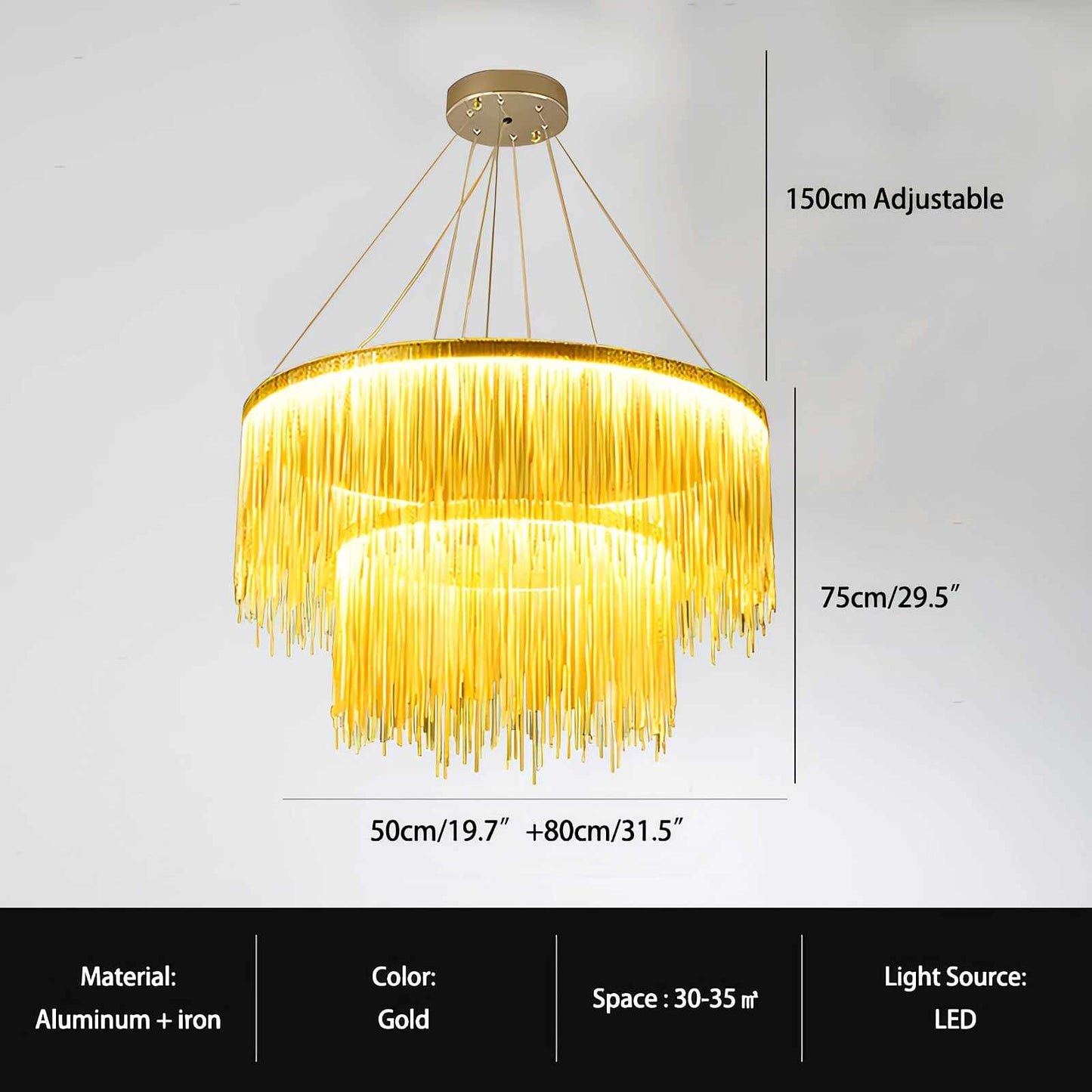Antizer Modern Art Decor Tassel Chandelier