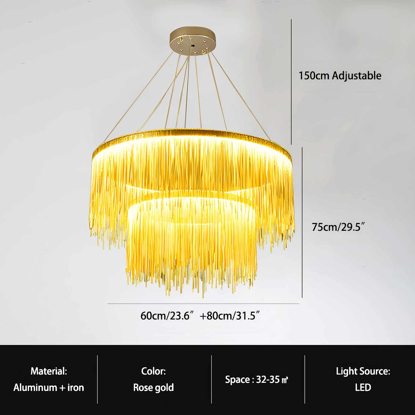 Antizer Modern Art Decor Tassel Chandelier