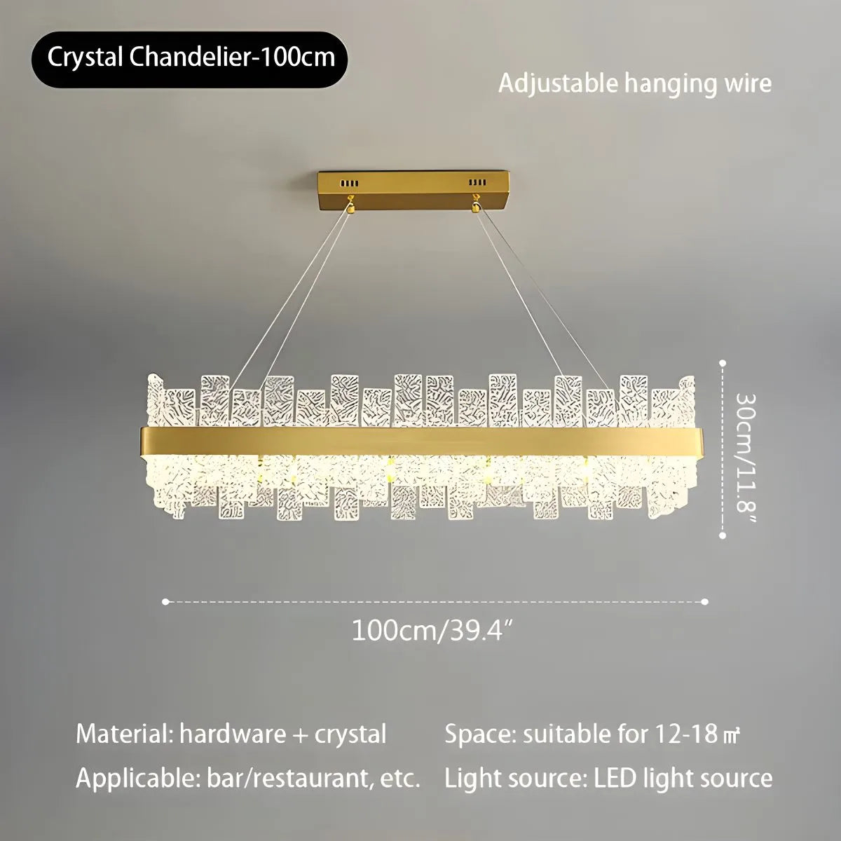 Antizer Modern Frosted Glass Crystal Chandelier