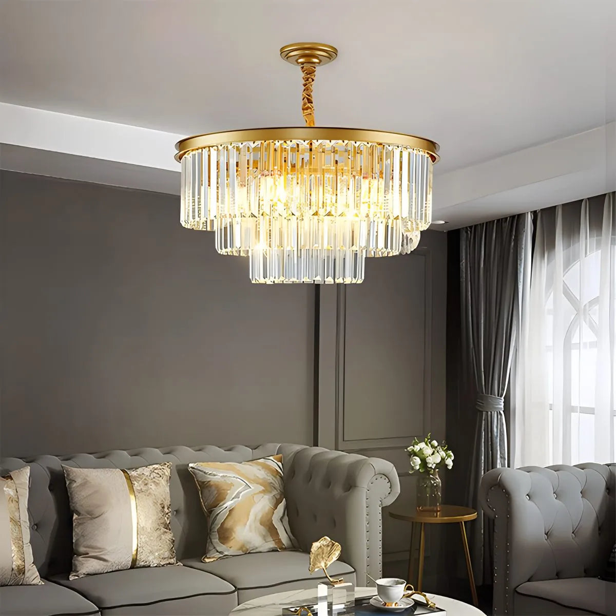 Antizer Light Luxury Crystal Chandelier for Living Room