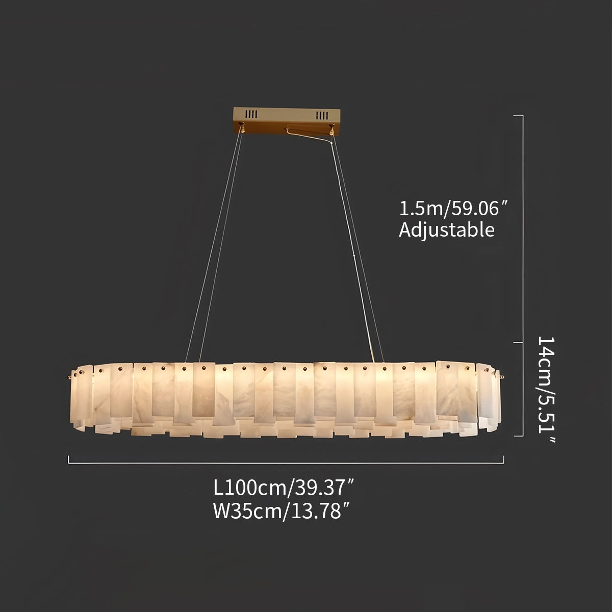 Antizer Modern Ring Spanish Alabaster Chandelier for Living Room