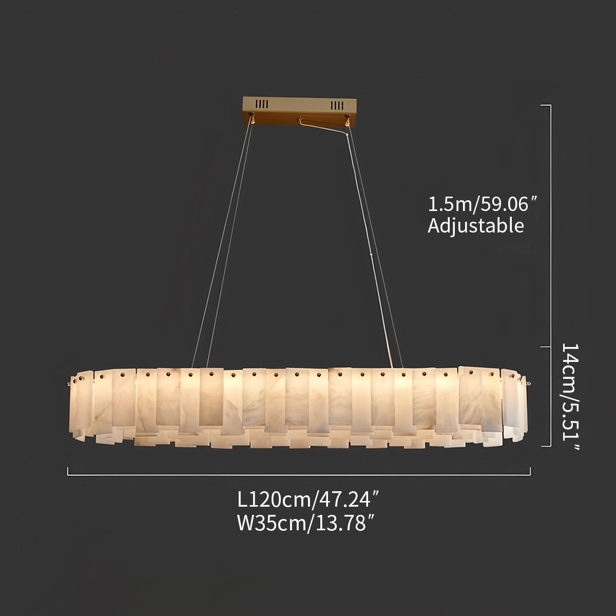 Antizer Modern Ring Spanish Alabaster Chandelier for Living Room