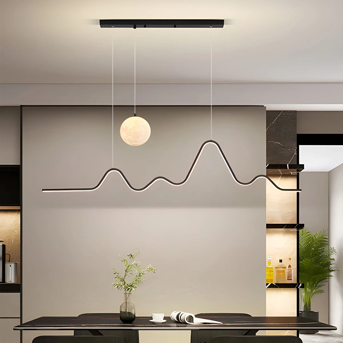 Antizer Louise Minimalist Wavy Pendant Light for Dining Room