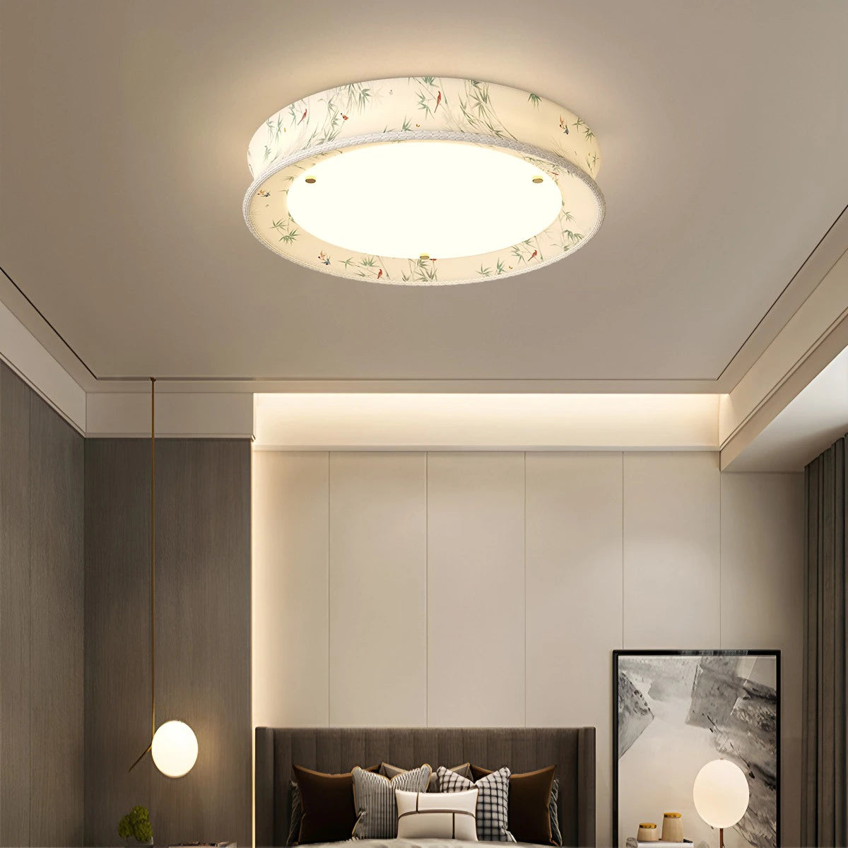 Antizer Retro Fabric Printed Ceiling Lamp for Bedroom