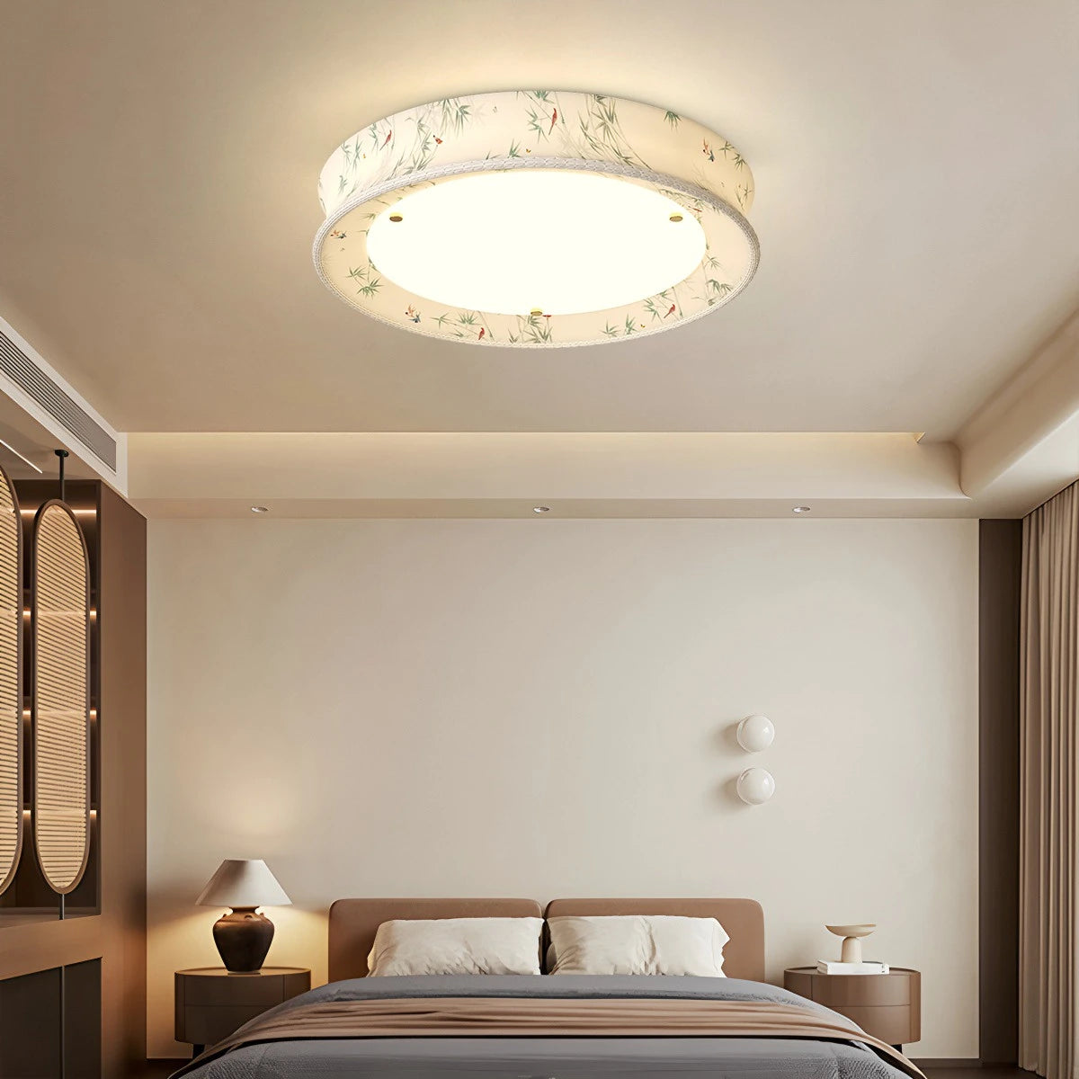 Antizer Retro Fabric Printed Ceiling Lamp for Bedroom