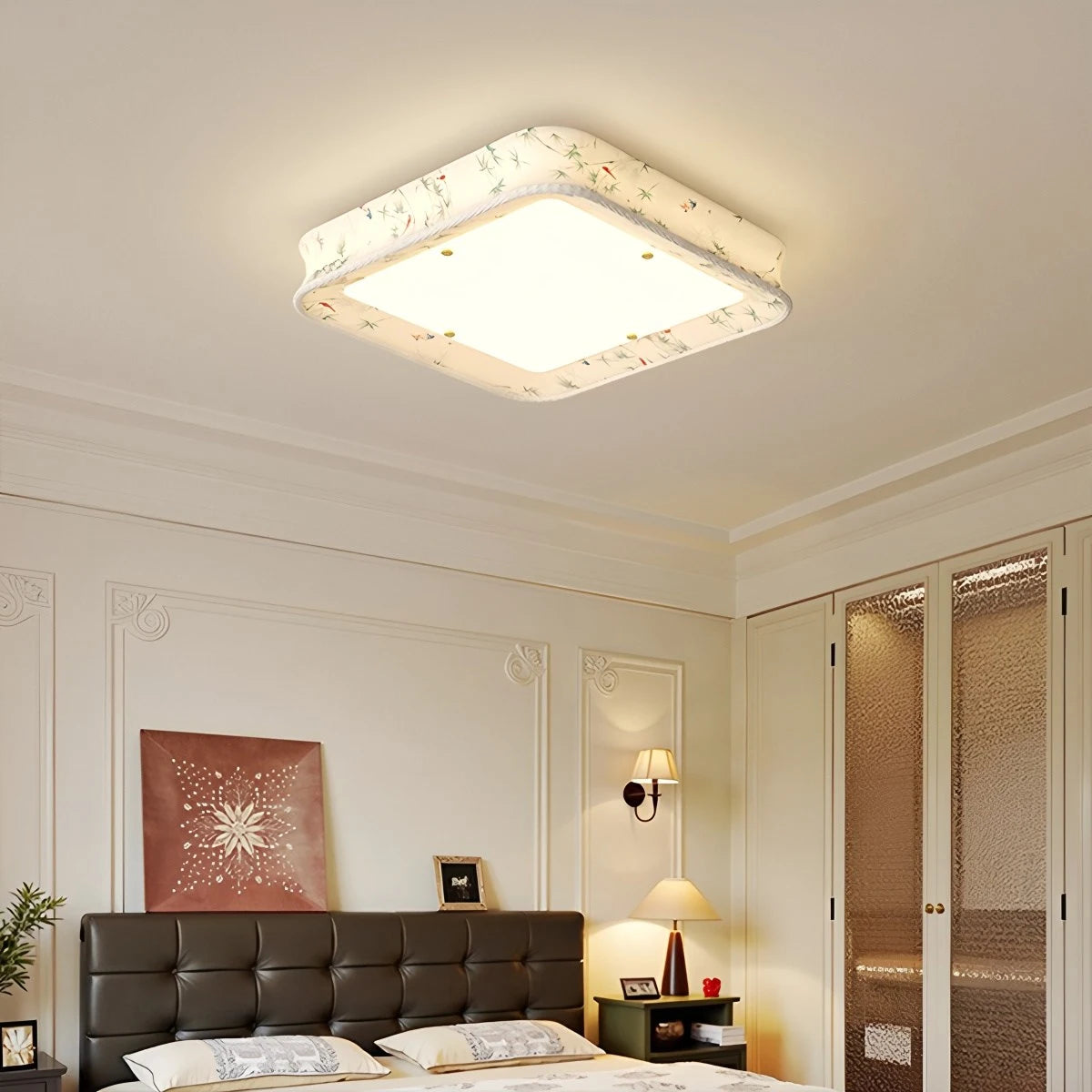 Antizer Retro Fabric Printed Ceiling Lamp for Bedroom