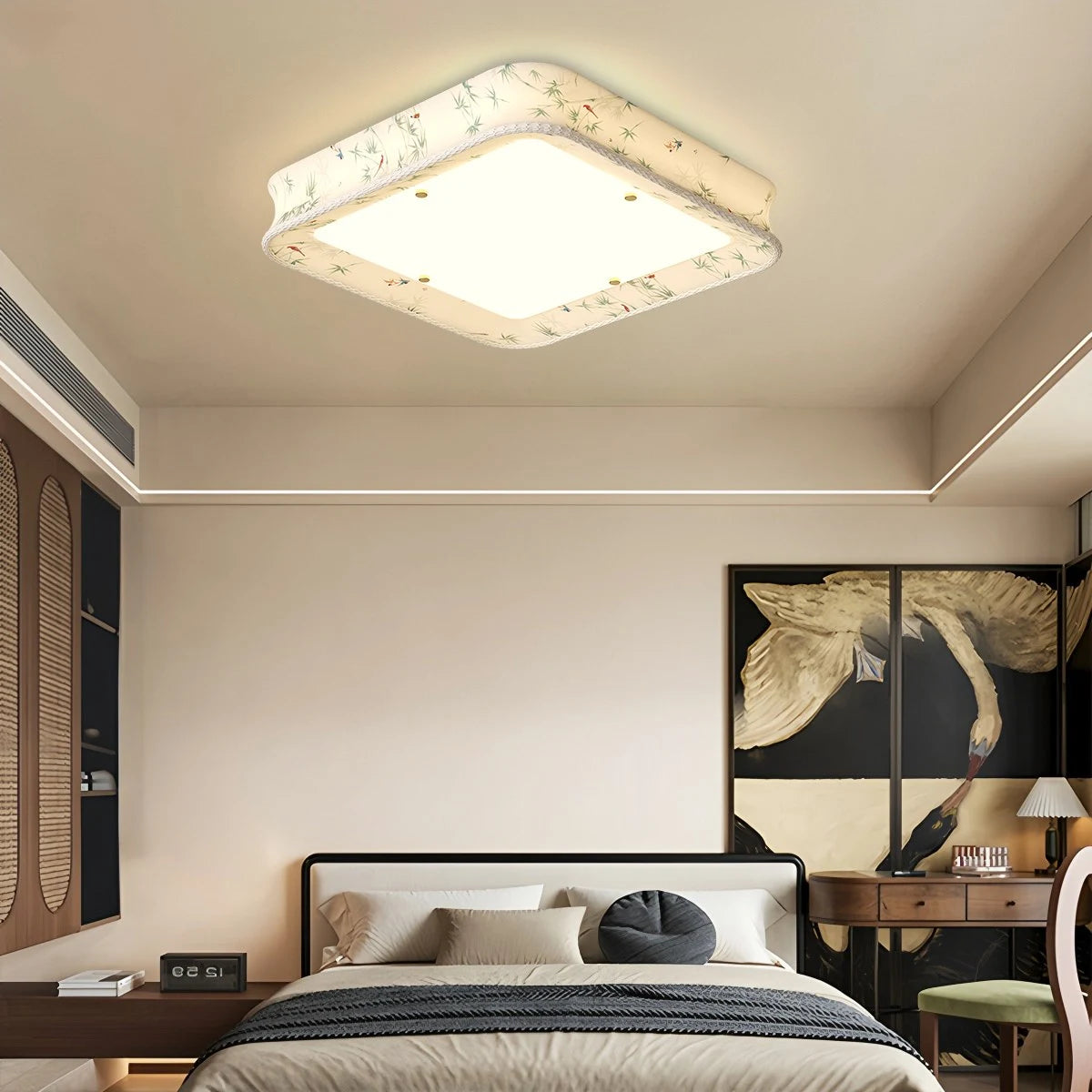 Antizer Retro Fabric Printed Ceiling Lamp for Bedroom