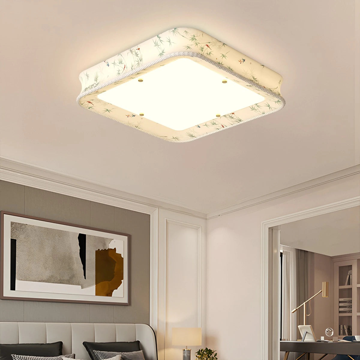 Antizer Retro Fabric Printed Ceiling Lamp for Bedroom