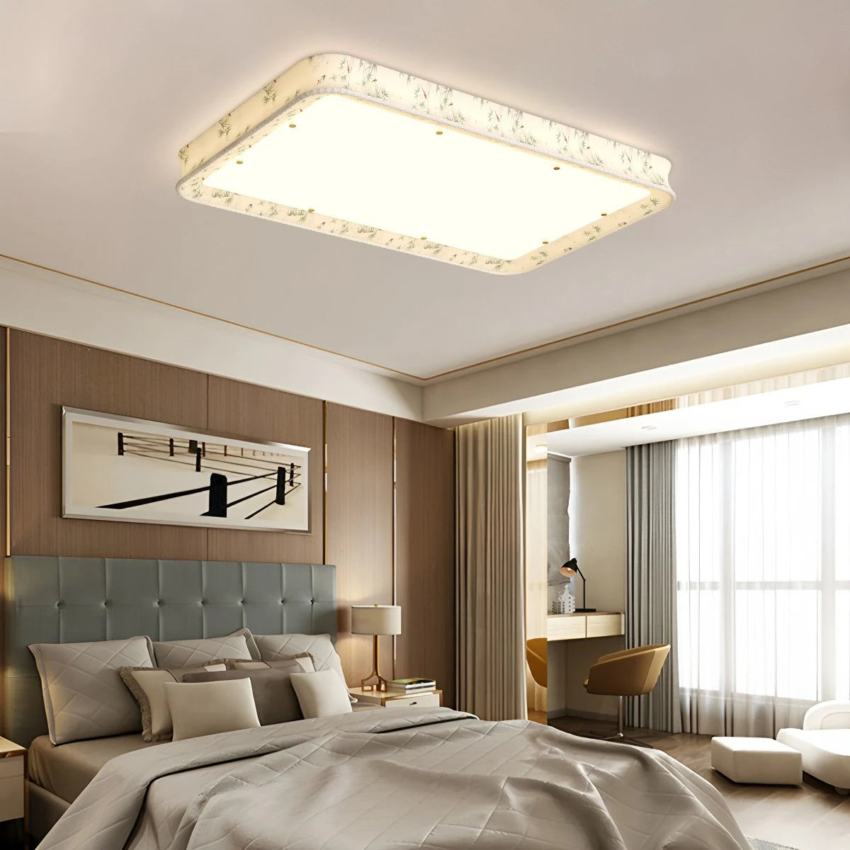 Antizer Retro Fabric Printed Ceiling Lamp for Bedroom