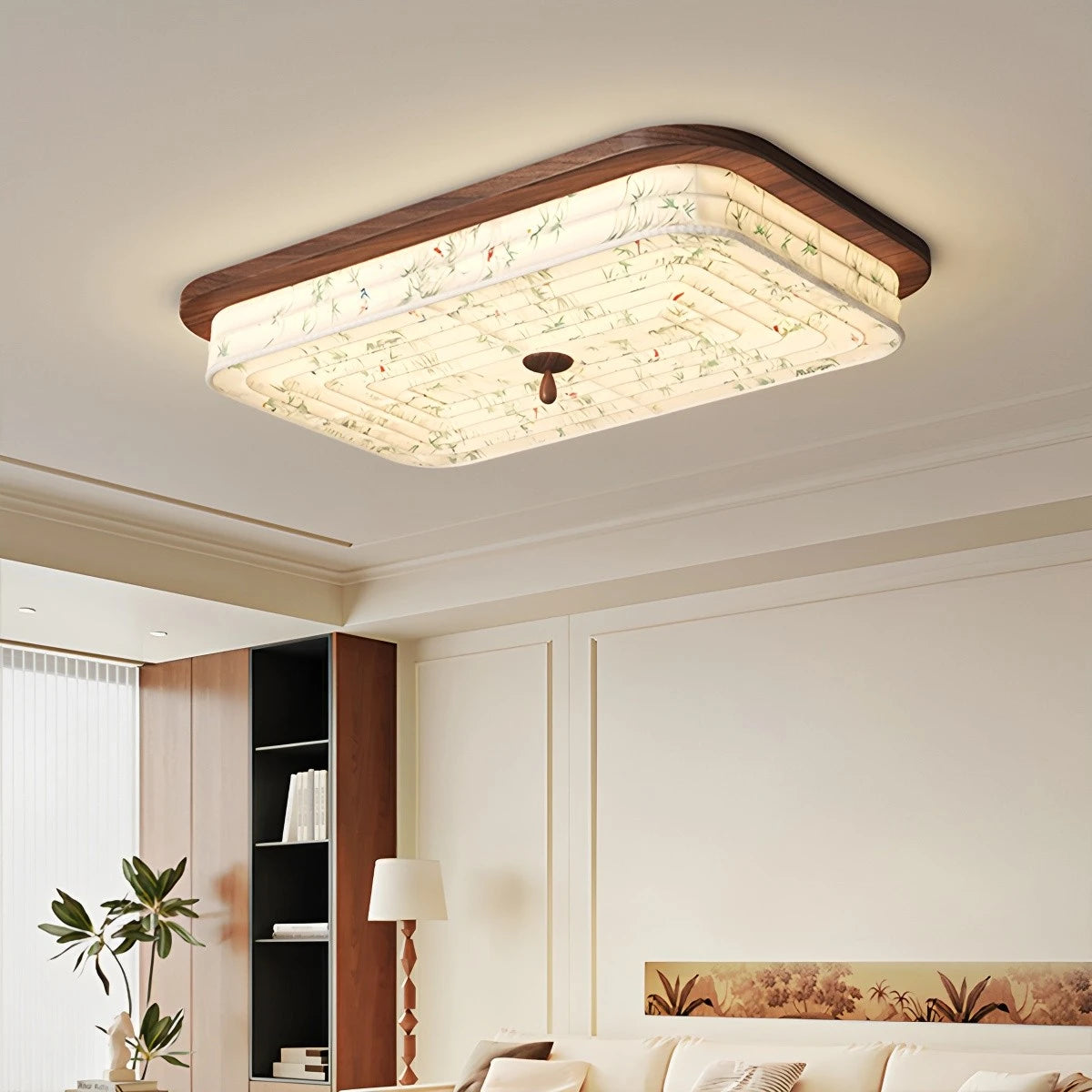Antizer Walnut Color Fabric Ceiling Lamp for Bedroom