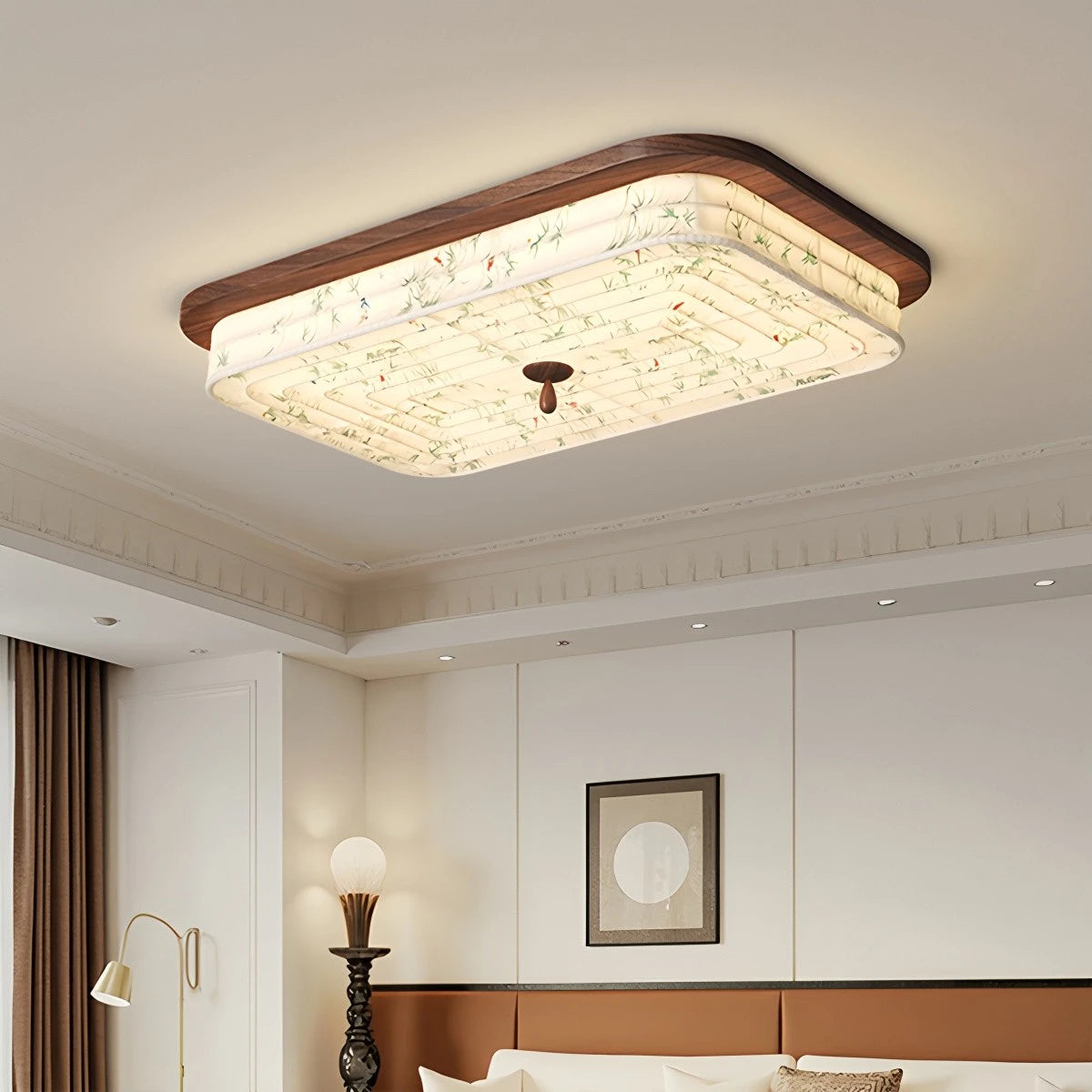 Antizer Walnut Color Fabric Ceiling Lamp for Bedroom
